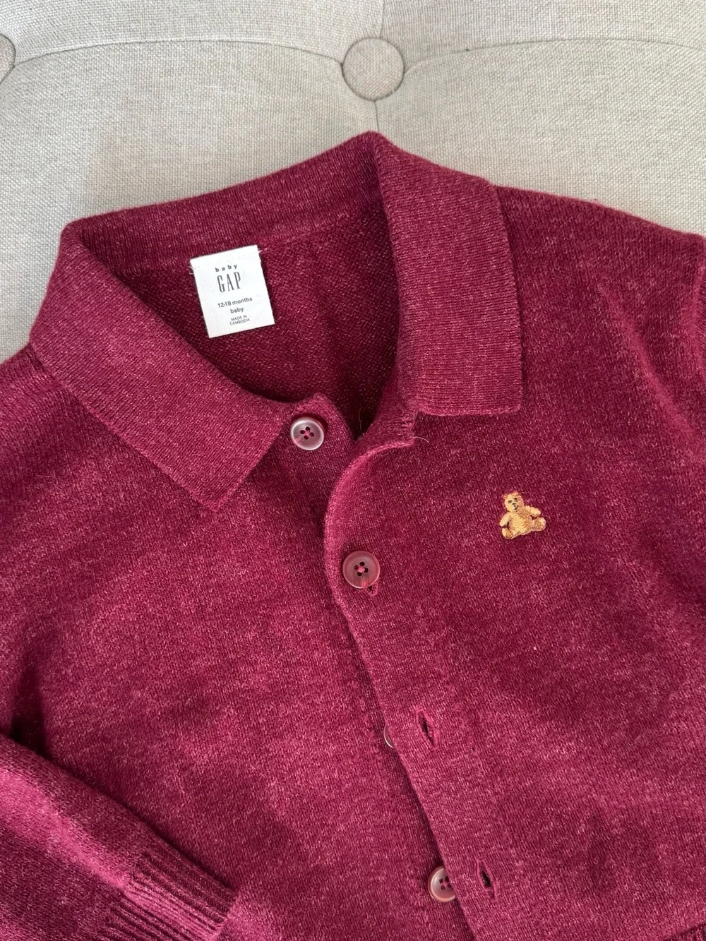 GAP Boys Red Cardigan — 12-18 months